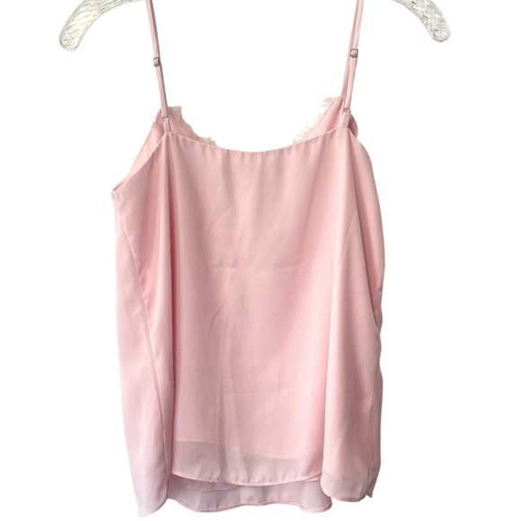 Socialite Pink Lace Camisole Top XS Pastel Chiffon V Neck Fairy Cottage Romantic - Picture 4 of 8
